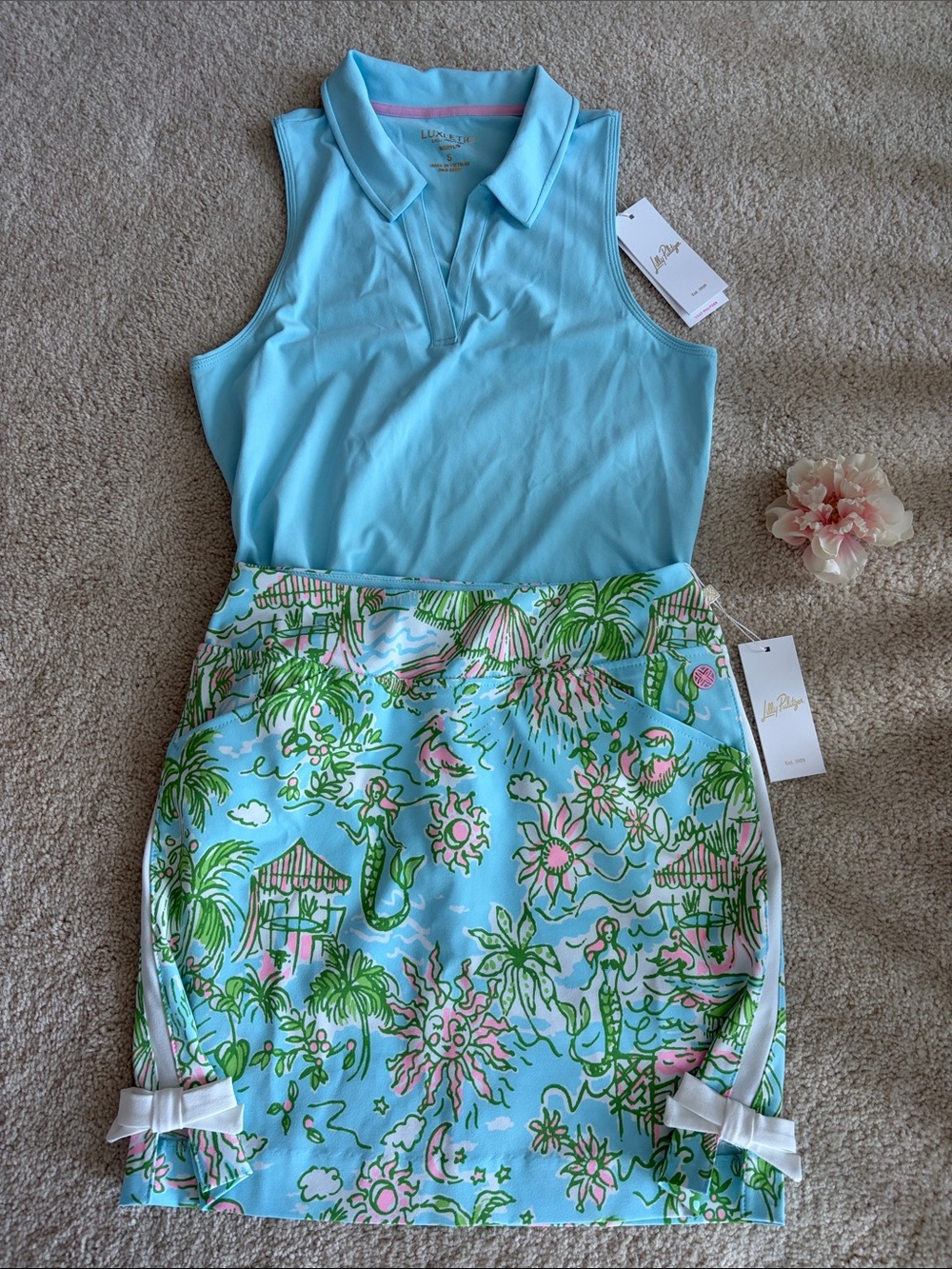 Lilly Pulitzer Monica Bow Fresh Water Blue skort, 00, NWT